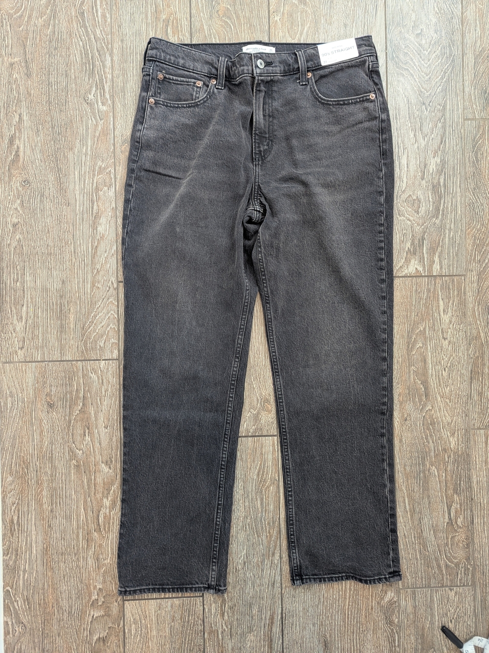 Abercrombie & Fitch Mid Rise '90s Straight Leg Jeans 31 Or 12 Regular Black Wash